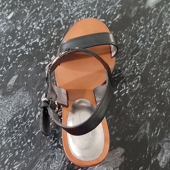 COACH PAM SIG C LOGO LEATHER WEDGE HEELS SANDALS - Picture 14 of 16